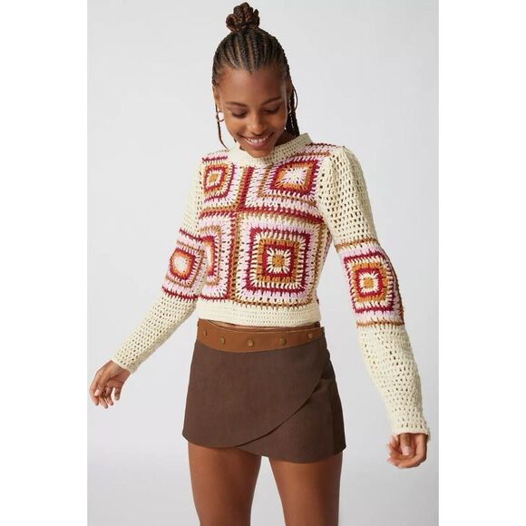 MINKPINK Norah Crochet Sweater Women’s Size‎ Medium - Picture 2 of 10